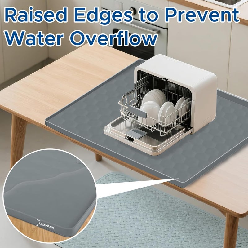 MiToBeLe Dishwasher Drain Pan Mat,24''x20'' Dishwasher Drip Tray with Raised Edge,Non-Slip Silicone Dishwashers Drain Pan Floor Mat,Anti-Leakage Dish Washer Tray for Mini Dish Washers( - Image 3